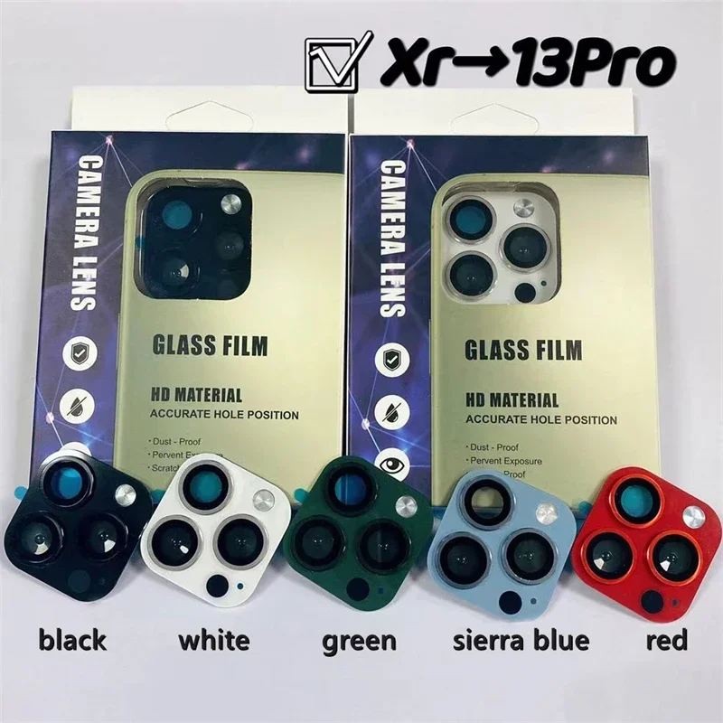  가짜 카메라 렌즈 스티커 초 변경 아이폰 XR 13 프로 스크린 렌 보호기, iPhone XR 13 프로 변경