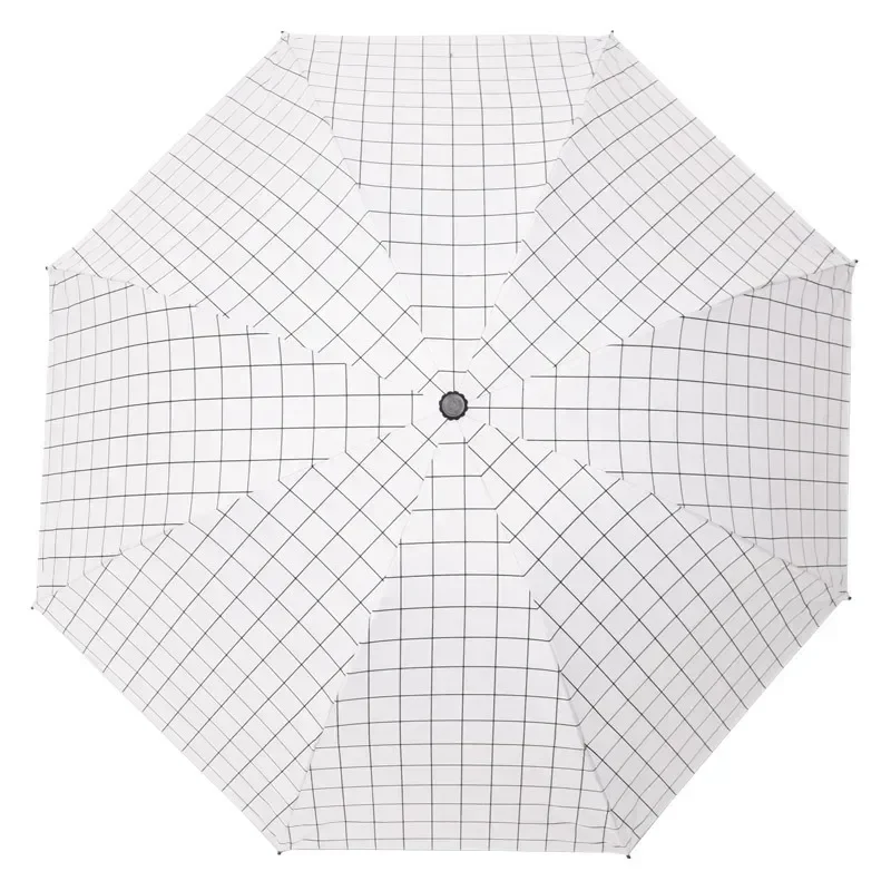 Manual Opening and Closing of Sun and Rain Dual Purpose Checkered Black Glue Sun Folding Umbrella