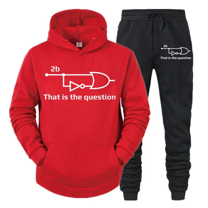 Conjuntos de otoño para hombre "Ingeniero eléctrico que es una pregunta" Sudadera con capucha divertida + Pantalones Trajes de 2 piezas Ropa deportiva de manga larga Pantalones de jogging