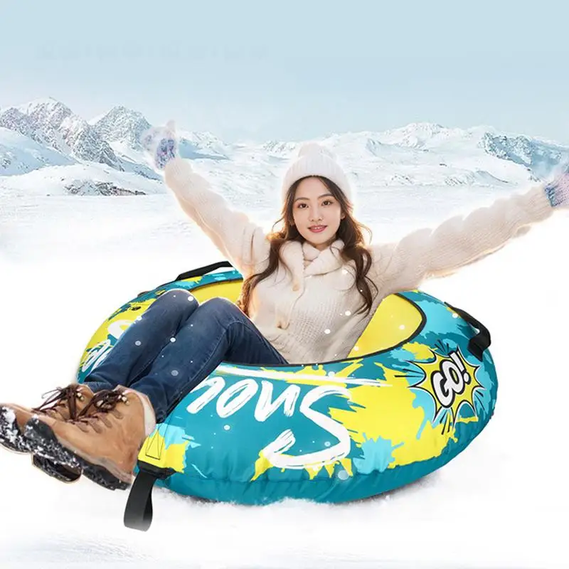 Inflatable Snow Sled Inflatable Winter Sled Tube Heavy Duty Snow Ski Tube For Outdoor Sledding With Thickened Handles And Oxford