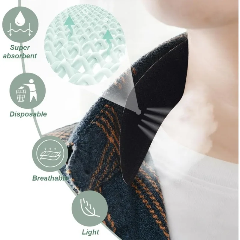 Hat Sweat Liner Disposable Neck Collar Sweat Pads 30pcs disposable sweat pads