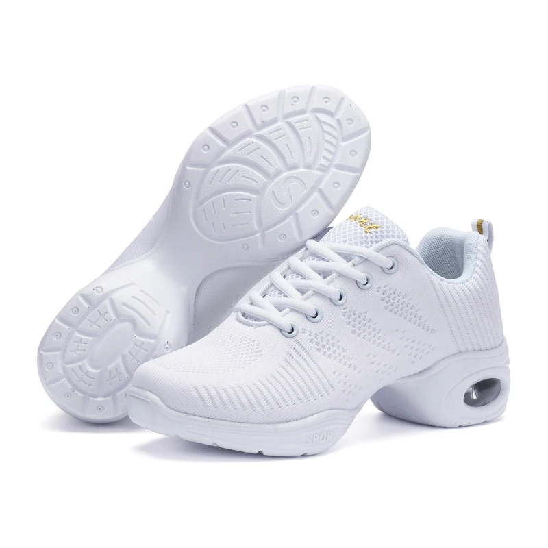 2022 Modern Jazz Dance Sneakers Women Breathable Mesh Lace Up Dancing Practice Shoes Cushioning Lightweight Fitness Trainers 5