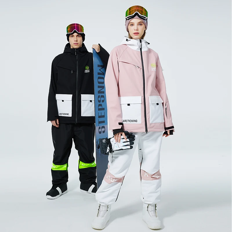 

2022 Женская и мужская зимняя одежда, роскошный ветрозащитный водонепроницаемый теплый комбинезон, уличная зимняя куртка, Женская куртка + брюки для снежной погоды