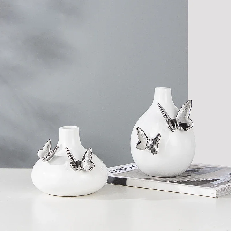 Ceramic Vase Embossed Butterfly Cartoon Butterfly Flower Vase Floral Arrangement Accessories Home Decoration Accessories 2