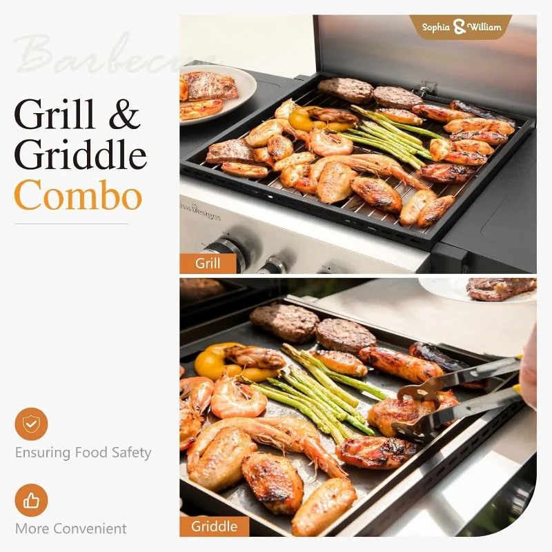 Sophia & William 2-Burner Gas BBQ Grill With Flat Top 2