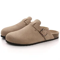 Crestar-Mules coordonnantes en liège et daim pour hommes et femmes, chaussures sabots classiques, pantoufles d'extérieur avec support d'arc, mode 2