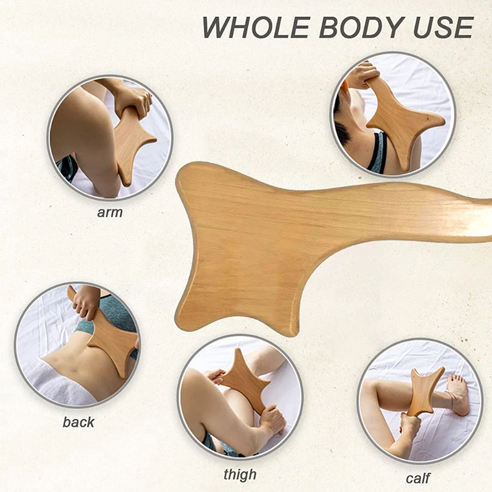 Tcare Wooden Lymphatic Drainage Massager Paddle Manual Anti-Cellulite Gua Sha Tool Muscle Pain Relief Soft Tissue Therapy Device