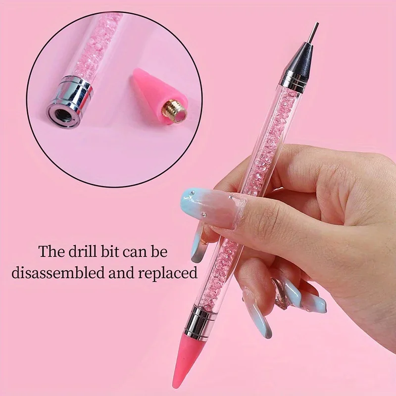 Nails Art Brush For Manicure Double Head Point drill pen Dot Painting Point Pen Rhinestone Picker Wax Pencil Crystal Handle Tool 5