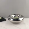Glass Craft Round Fruit Bowl Silver Flying Saucer Storage Tray Desktop Storage Container Trays Decorative Jewelry Dish 1