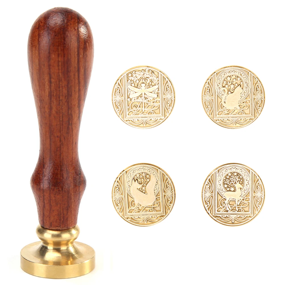 Wax Seal Stamp Animal Pattern Wax Seal Stamp Diameter 3cm Animal Sealing Wooden Handle for Invitations Envelopes Decor