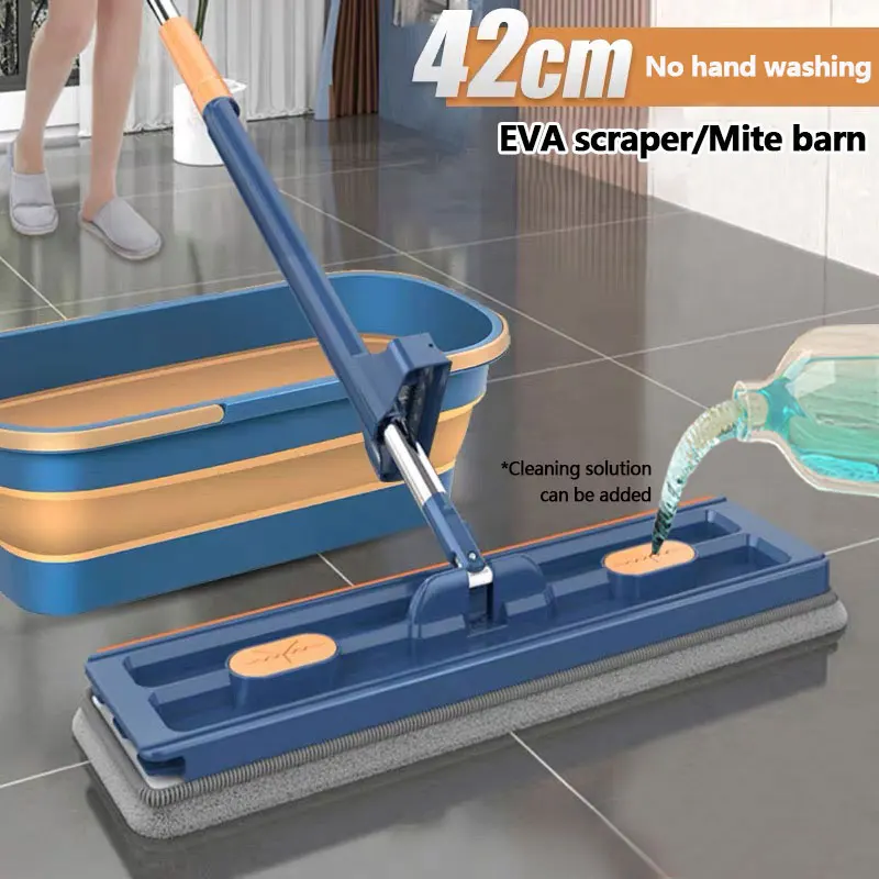 

Microfiber Flat Mop Hand Free Squeeze Cleaning Floor Mop With Washable Mop Pads As Lazy Mop Household Cleaner Tools