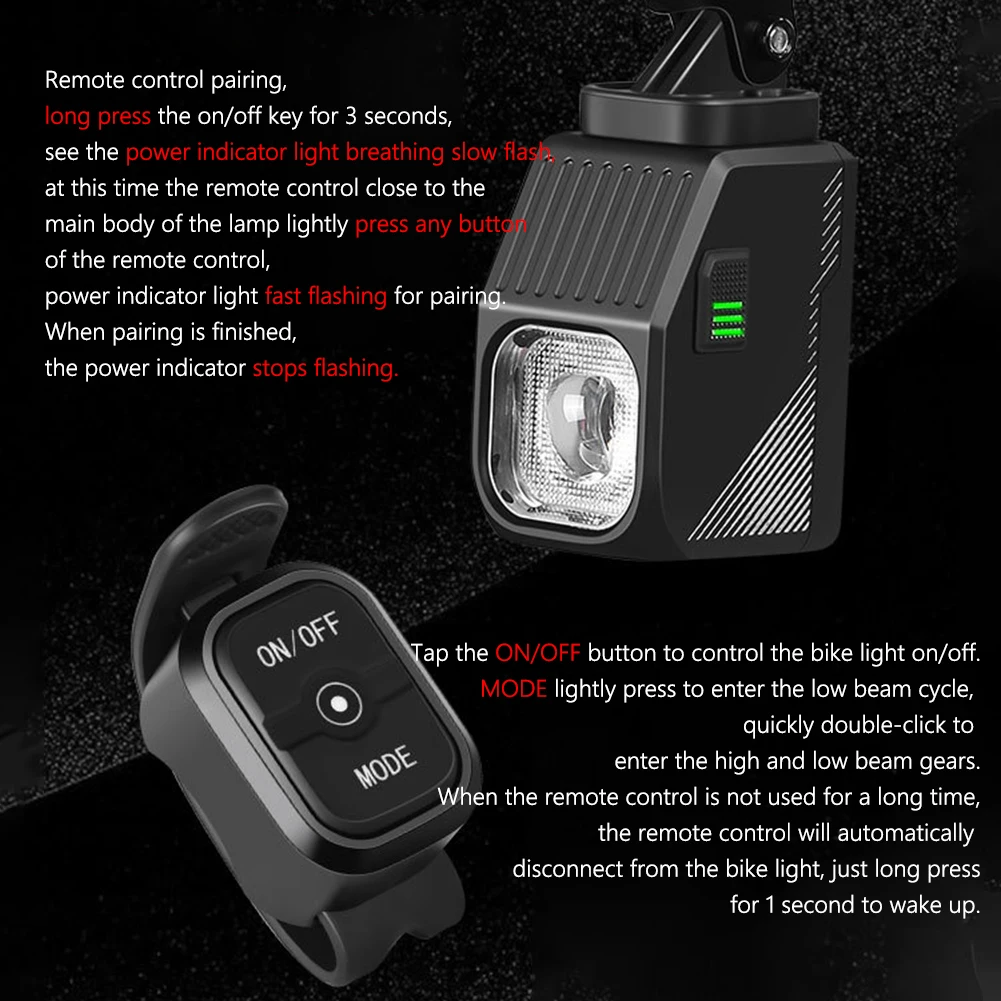 LED Bike Headlight Cut-off Line Bicycle Handlebar Front Hanging Light Remote Control High Brightness Bike Light for Night Riding