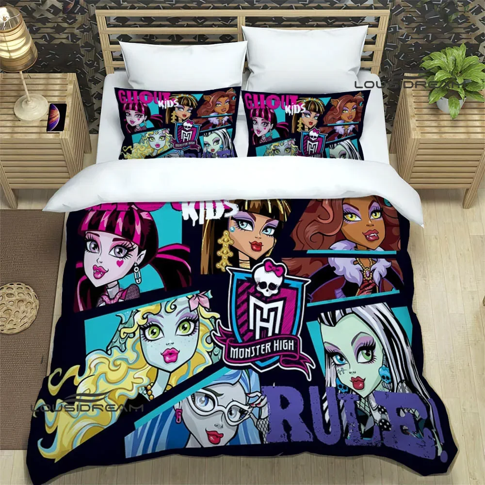 Monster High cartoon printed Bedding Sets exquisite supplies set duvet cover bed comforter set bedding set luxury birthday gift 2