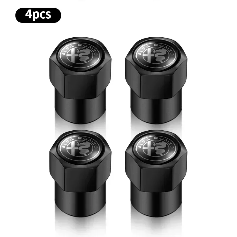 Set of 4 Metal Car Wheel Tire Air Valve Caps - Stylish Stem Covers