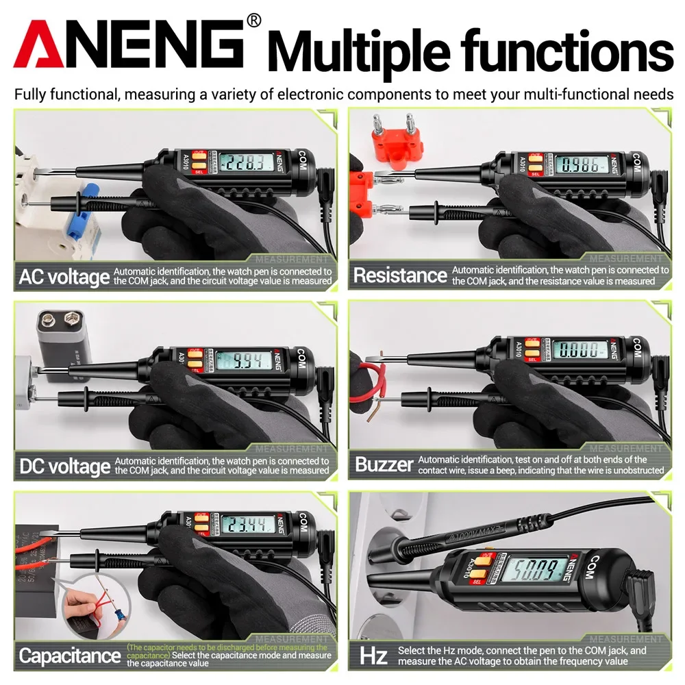 Digital Multimeter Multimeter Tester Voltage Detector Tester Voltage Meter Tester ANENG A3010 4000 Counts Smart dual use NCV voltage Sensing Pen type backlight automatic ranking tools