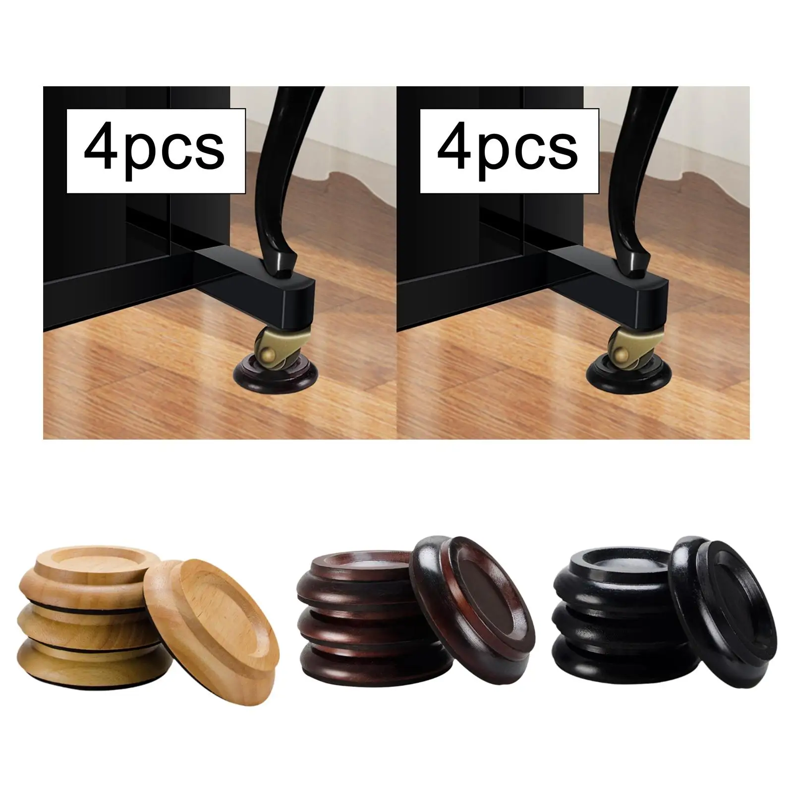 4x Piano Caster Cups Accs Anti Noise Wooden Protection Floor Sturdy Non Slip Parts Support Grand Piano Caster Cups Foot Pads