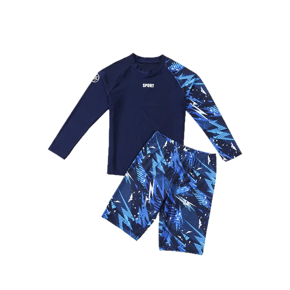 Children's Swimwear Boys' Two-Piece Swimsuit Summer Professional Sunscreen Suitable for 9-16 Years Old Kids Polyester Fabric - 5