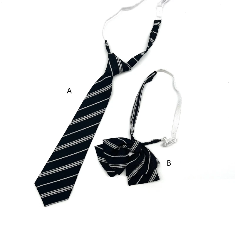 JK Uniform Tie Skinny Black Tie Uniform Bowtie Long Necktie Solid Color