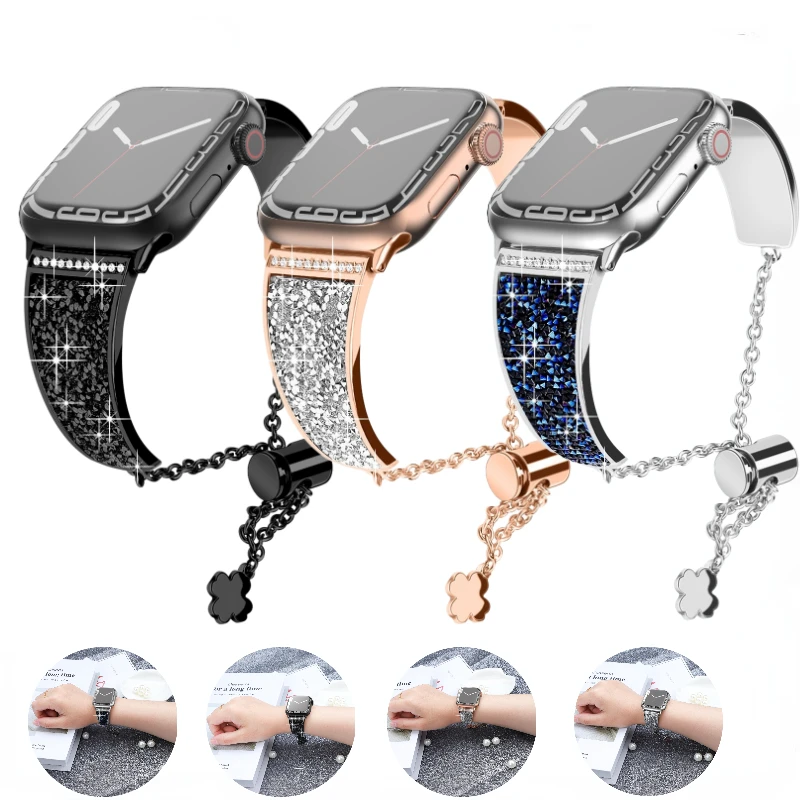 

Metal strap for Apple watch band 45mm 44mm 42mm 41mm 40mm Women Stainless Steel Bracelet Wristband for iwatch Ultra 8 7 6 5 4 SE