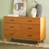 Modern Solid Pine Wood 6-Drawer Dresser with Metal Handles and Generous Storage Space, 52 Inch, Caramel Finish 1