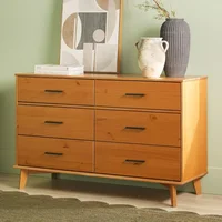Modern Solid Pine Wood 6-Drawer Dresser with Metal Handles and Generous Storage Space, 52 Inch, Caramel Finish 1