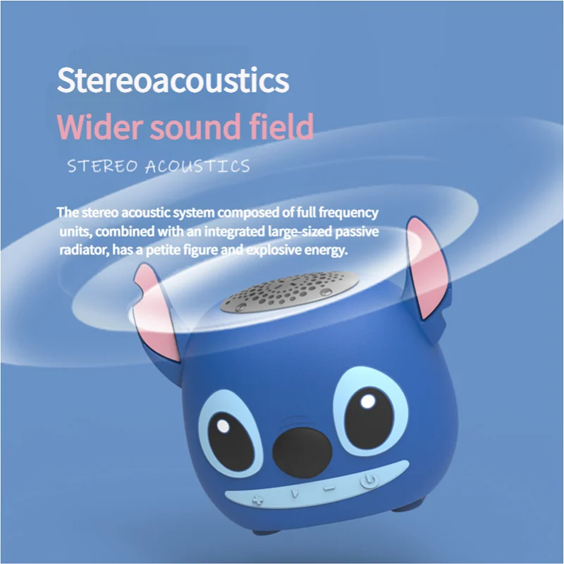 New Disney Stitch Wireless Bluetooth Speakers 3D Stitch Head Speakerdual Speakers HIFI Stereo Heavy Bass Suitable,Tf, Fm Radio 4