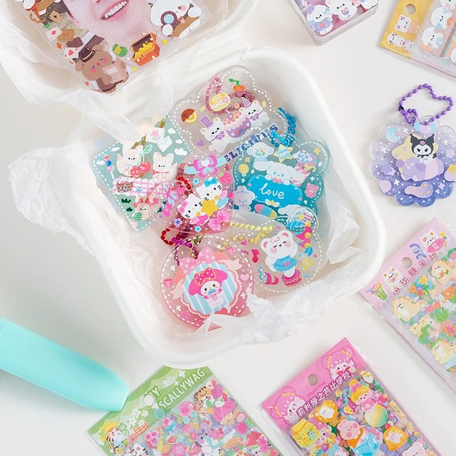 12pcs/Set Kawaii Laser Glitter Sticker Cute Bear Decorative