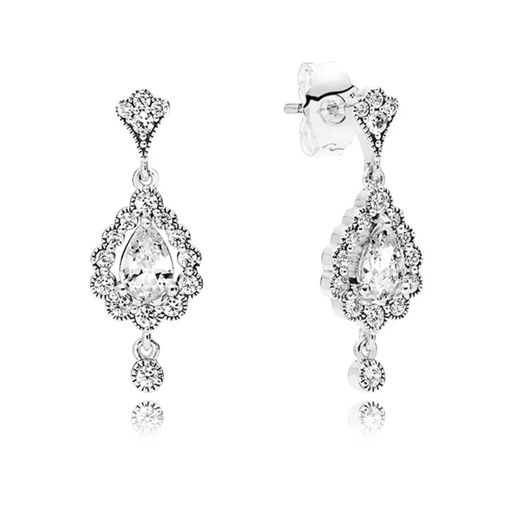 

Authentic 925 Sterling Silver Radiant Teardrops Fashion Drop Earrings For Women Gift DIY Jewelry
