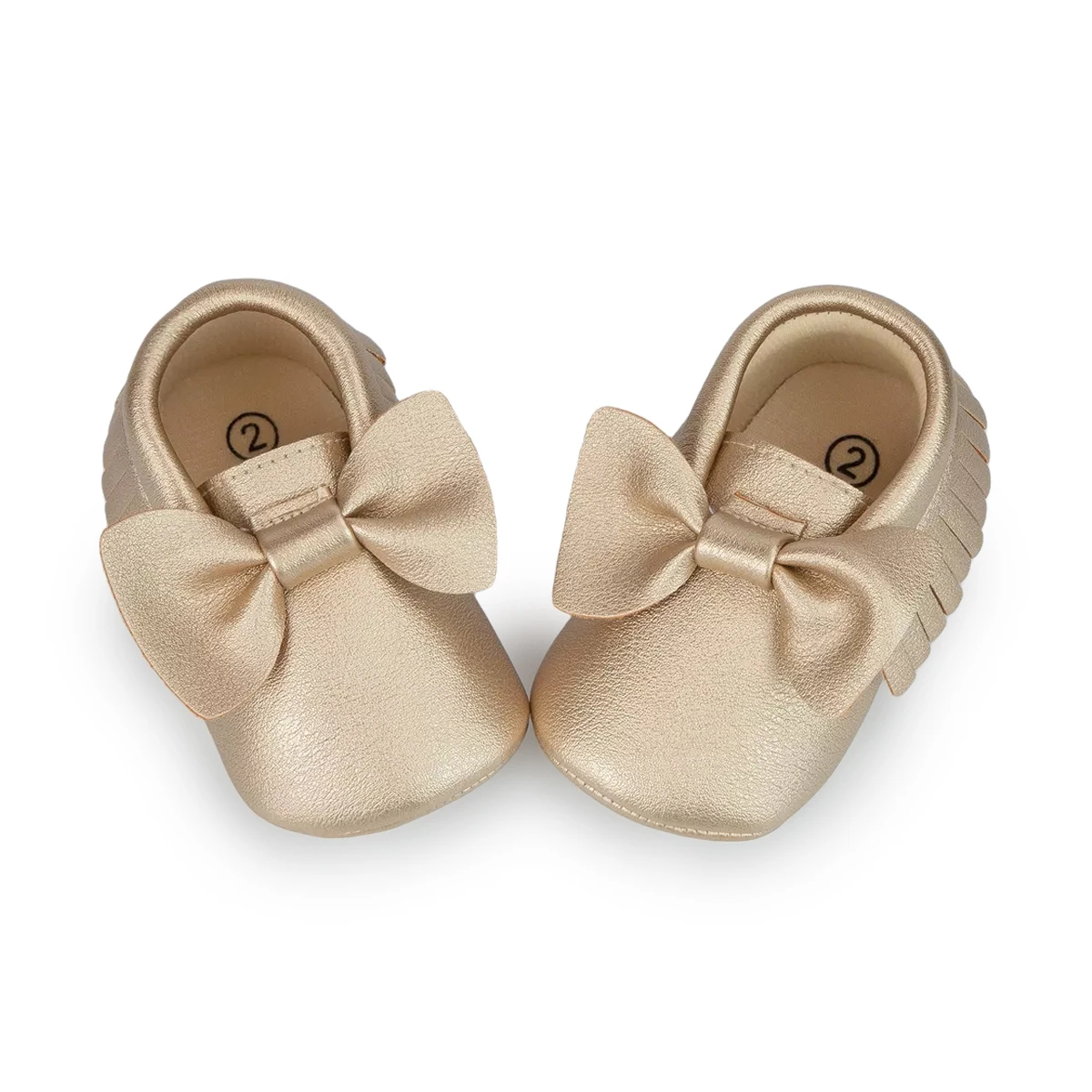 New Newborn Baby Walking Shoes Solid Color Bow Casual Shoes PU Tassel Shoes Baby Anti-slip Soft Cotton Sole Female Baby Shoes