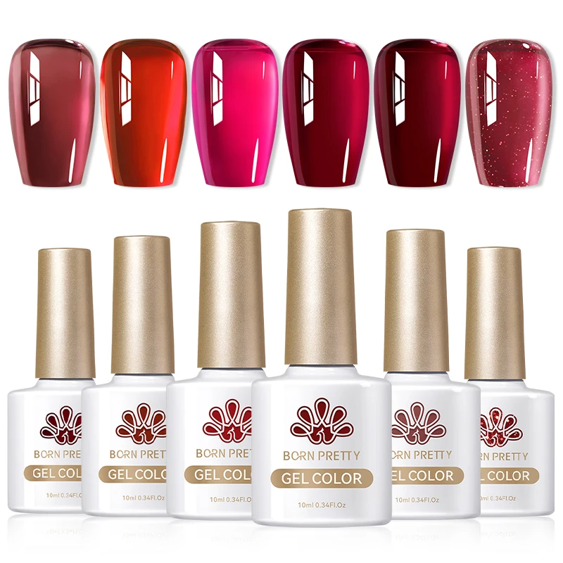 BORN PRETTY 6pcs Base Top Gel Coat Set Matte Top Coat Reinforcement Semi Permanent Varnishes Nail Art Hybrid Soak Off UV LED Gel 6