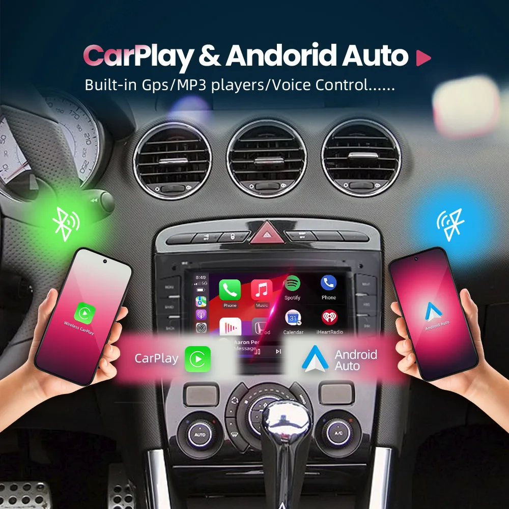 BONROAD Radio con pantalla táctil Linux de 7 pulgadas para coche Peugeot 408 2010-2012, reproductor multimedia de vídeo para coche Peugeot 308 SW RZC T7 2007-2013 con Carplay inalámbrico, Android Auto, RDS, DSP, Mirrorlink 3