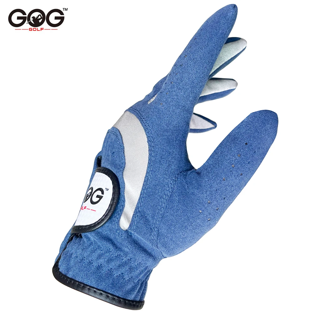 Tanio Rękawice golfowe męskie rękawiczki Micro fibre miękki biały niebieski