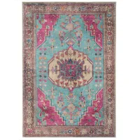 Teal Pink Multicolour Distressed Boho Living Room Rug Washable Non Slip Colourful Living Area Carpet Dining Room Kitchen Rugs 2