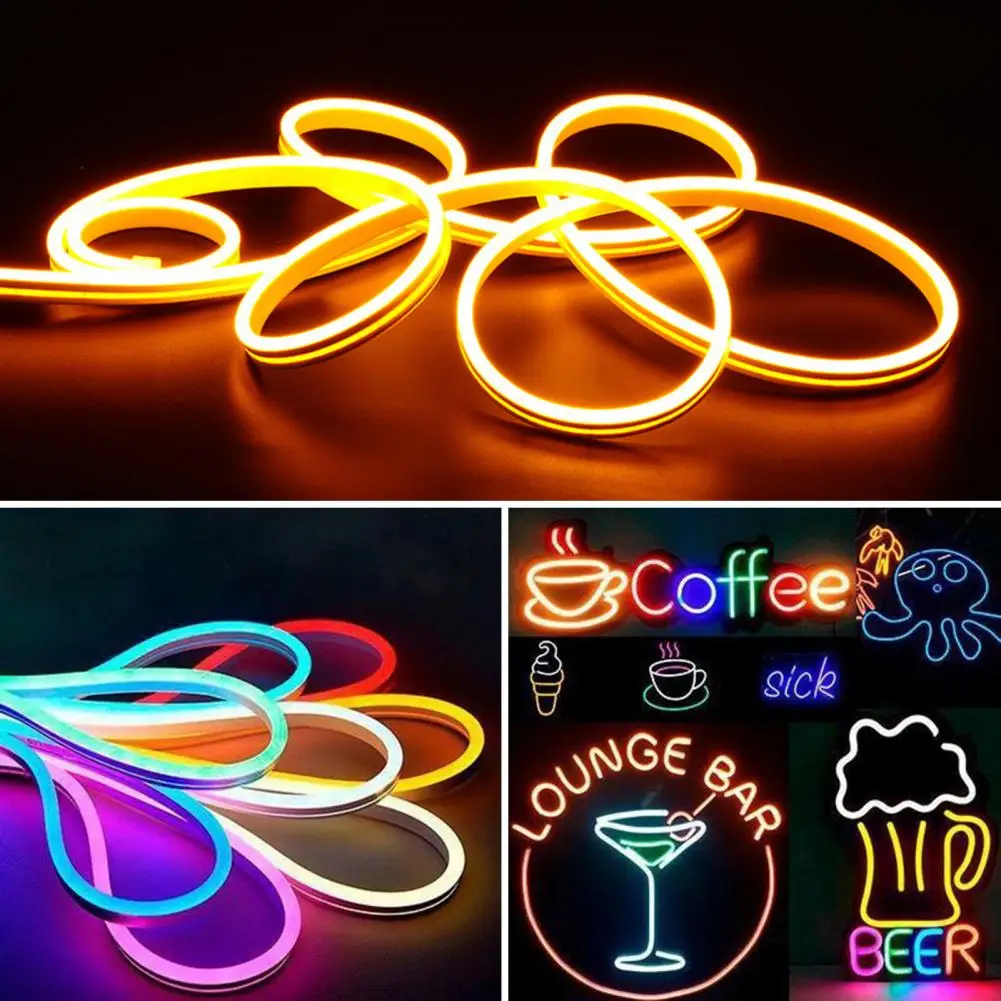 

5M LED Neon Light Strip 12V Low Voltage IP65 DIY Cuttable Super Bright Side Lighting Soft Silicone Decoration Lamp Strip