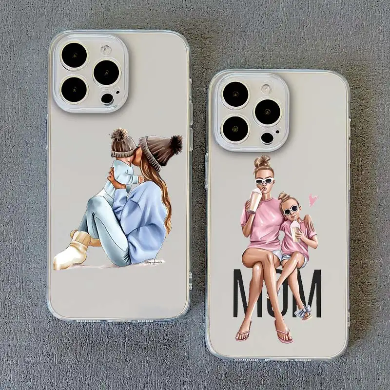 Stylish Family Mama of Girl Phone Case - Clear Transparent Cover