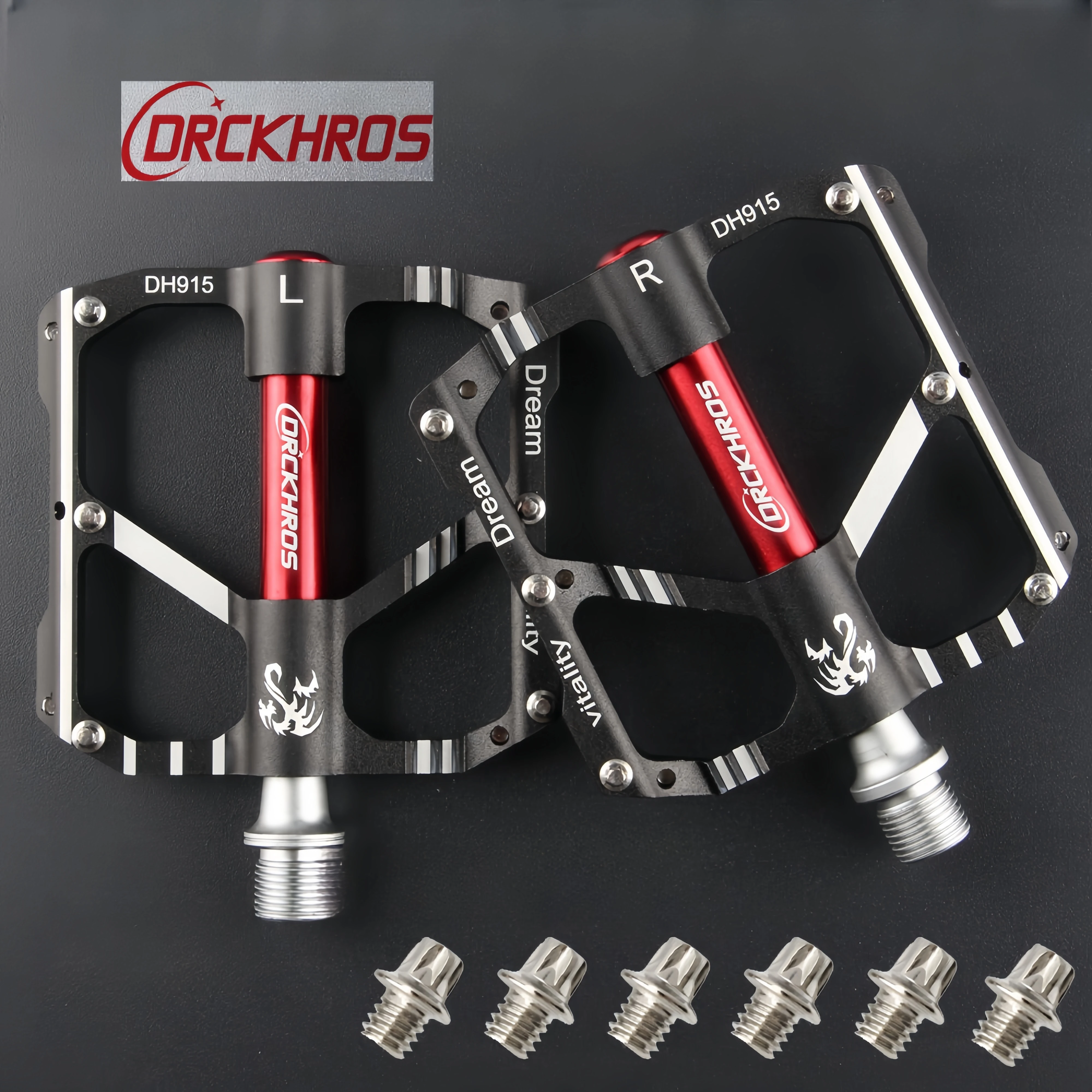 

DRCK HROS Bicycle Bearing Pedal 9/16 Inch Aluminum Alloy Bearing Ultra Light Road Bike Pedal Anti slip 3 Bearing Foot Pedals
