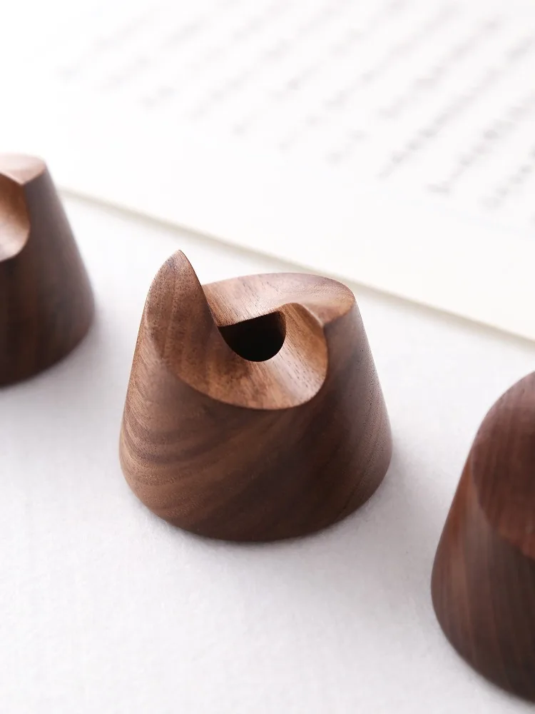 Elegant Walnut Wood Pen Holder Stand - Stylish Desk Organizer and Office Accessory