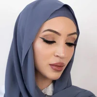 Two Piece Set Chiffon Hijab Matching Undercap Chiffon Scarf With Matching Underscarf Shawls Scarves For Women 2