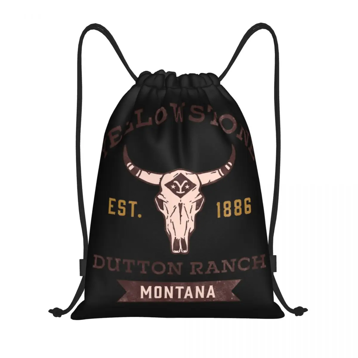 

Yellowstone Dutton Ranch Montana Cattle Skull Multi-function Portable Drawstring Bags Sports Bag Book Bag For Travelling