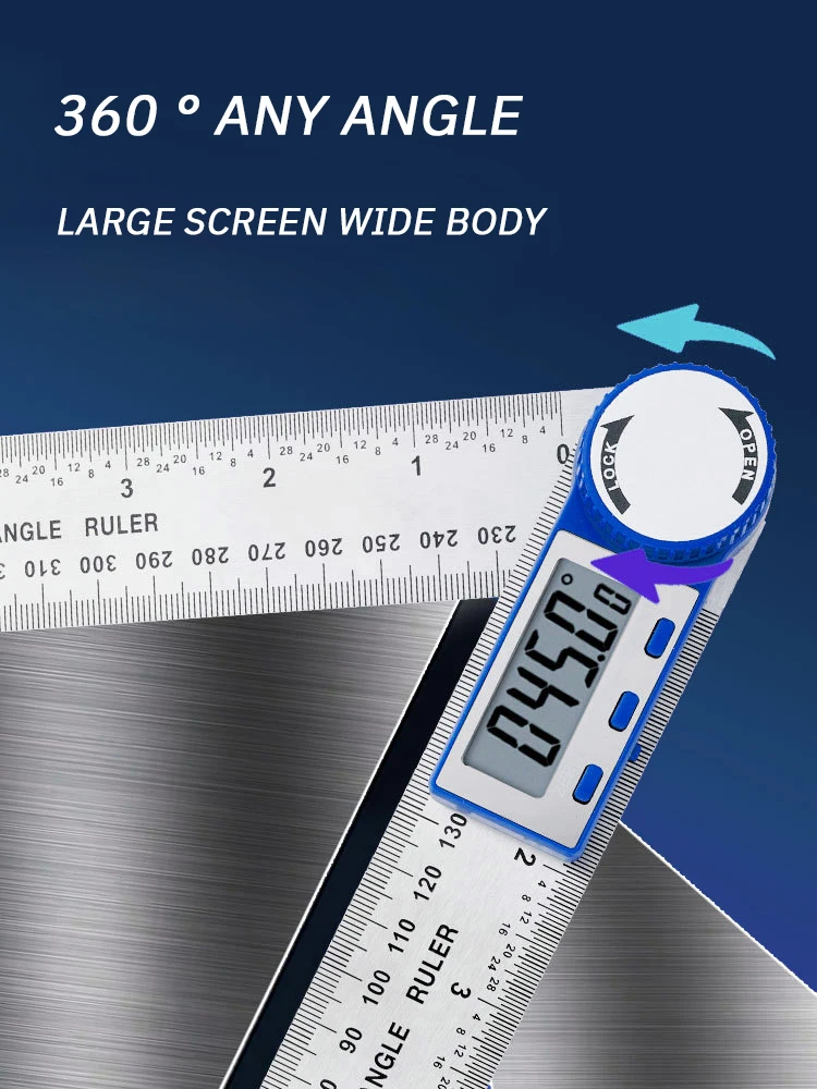 Two in One Digital Display Angle Ruler Multifunction Large Screen Display Plastic Protractor Caliper Vernier Caliper 1pc 5