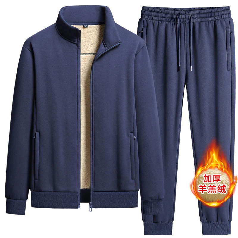 thumbnail image 1 of Conjunto deportivo de invierno para correr 2024, ropa deportiva para mantenerse abrigado, conjunto deportivo para hombre, traje de terciopelo, chándal grueso y cálido para hombre, 1 of 4