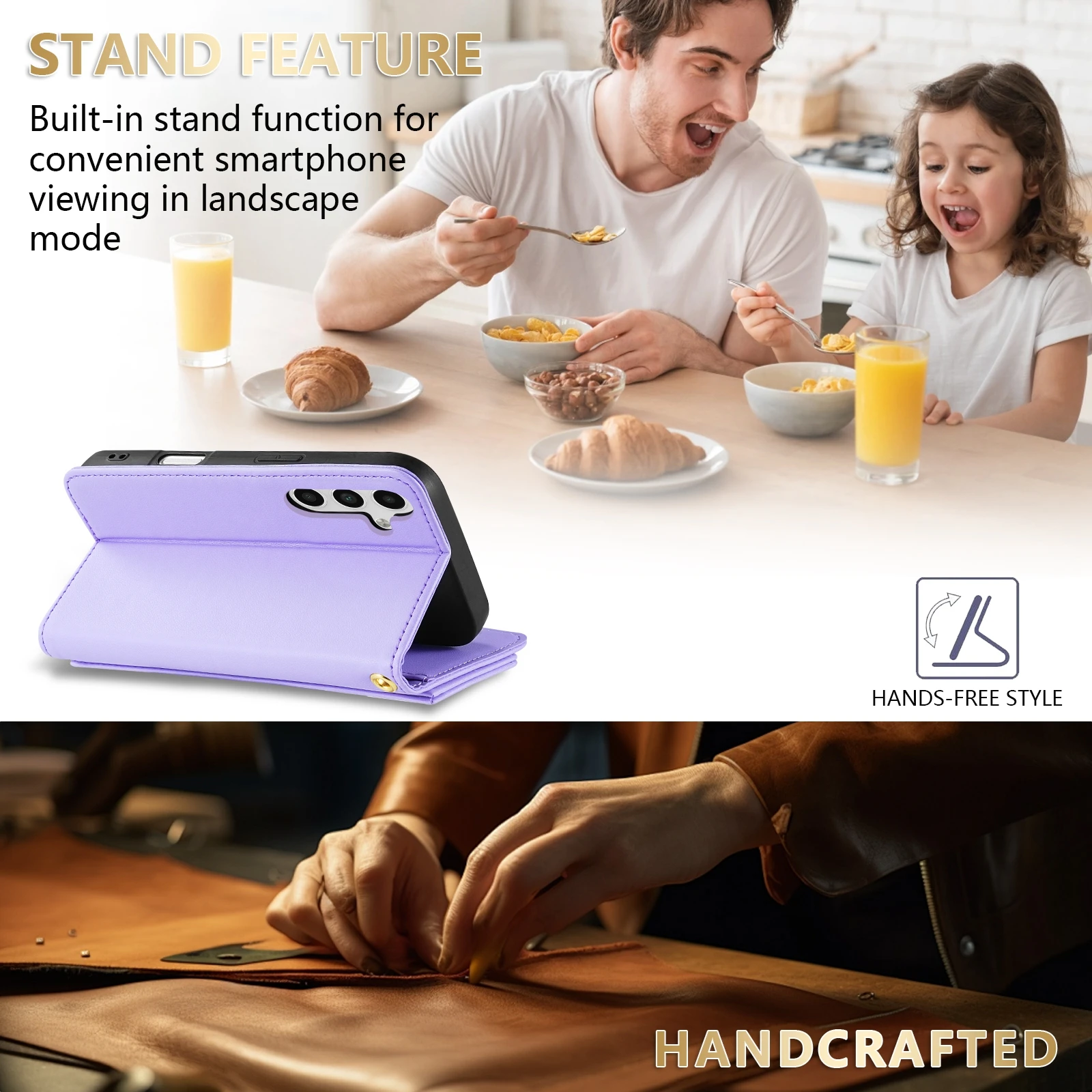 Compact Leather Wallet Case with Fragrance Scent, Zipper, Card Slots, and Magnetic Closure