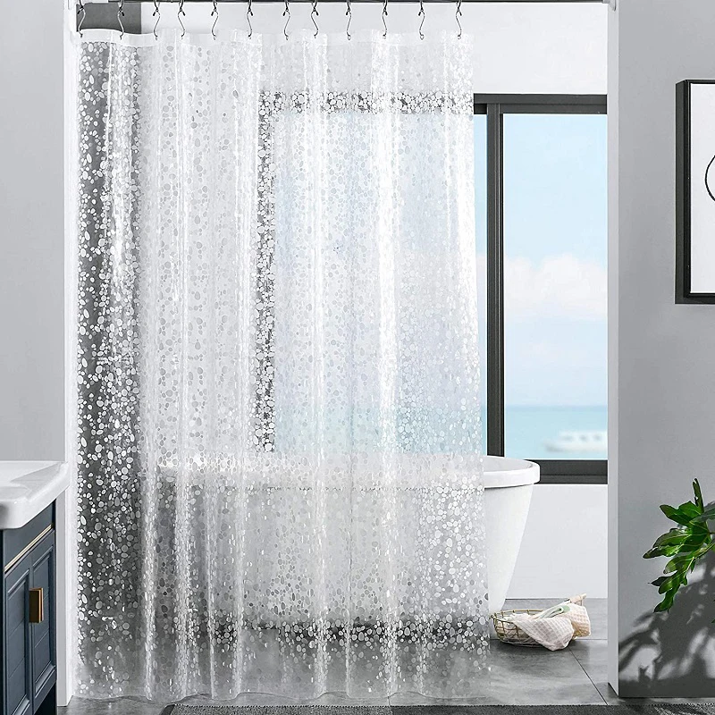 PEVA Shower Curtain 3D Waterproof Shower Curtain Mildew Proof Transparent Bathroom Curtains With