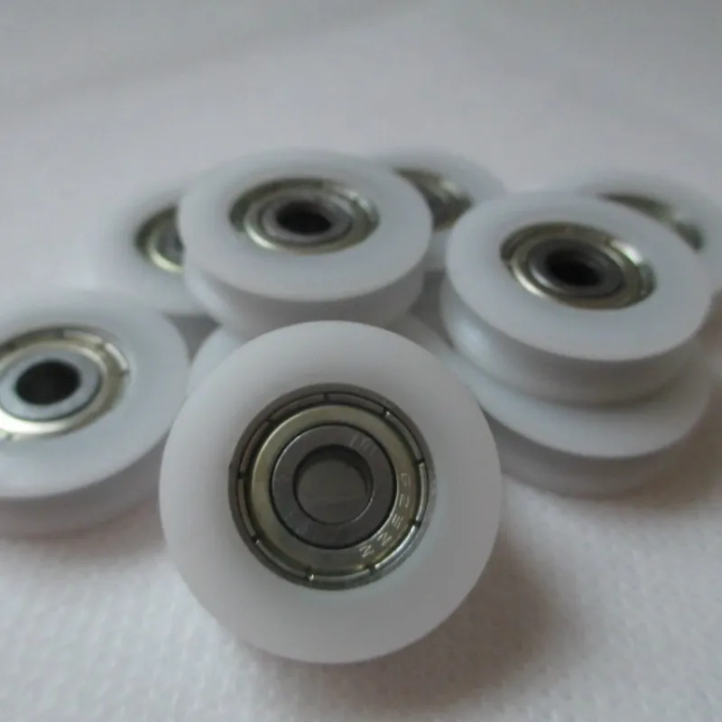 Shower Room Pulley 4pcs U Groove Nylon Round Pulley Ball Bearing Wheel Roller for Door Windows Shower Drawer