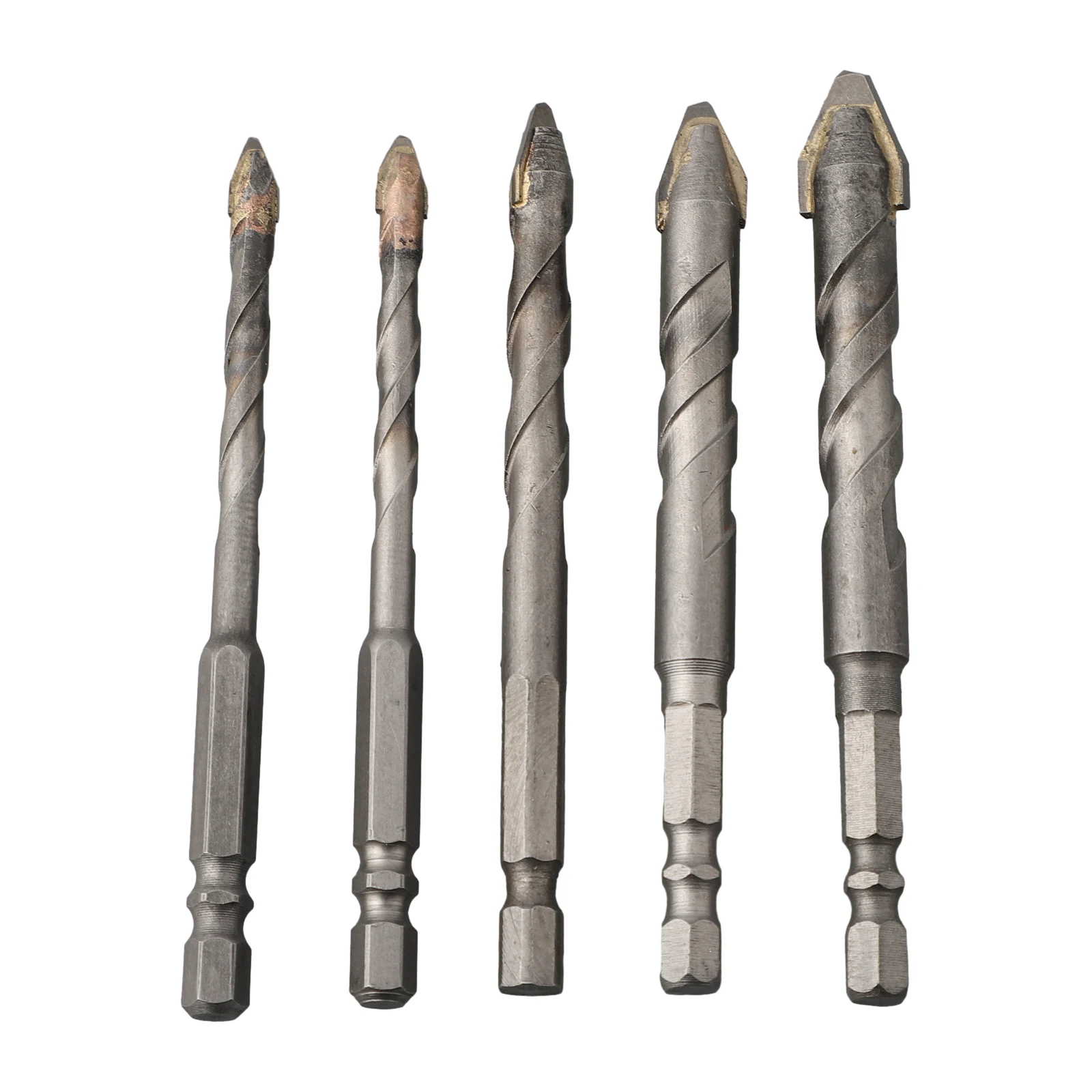 

5pcs Eccentric Drill Bit 6/8/10/12mm Crooked Head Multifunction Drill Bit Hex Shank Set For Ceramic Tile Plastic Brick Punching