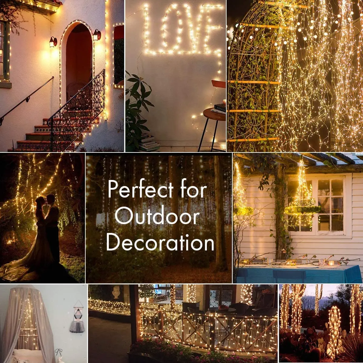 Solar LED Fairy Lights 300LED Solar String Lights Outdoor Waterproof 8 Modes Copper Wire Twinkle Light 2 Pack