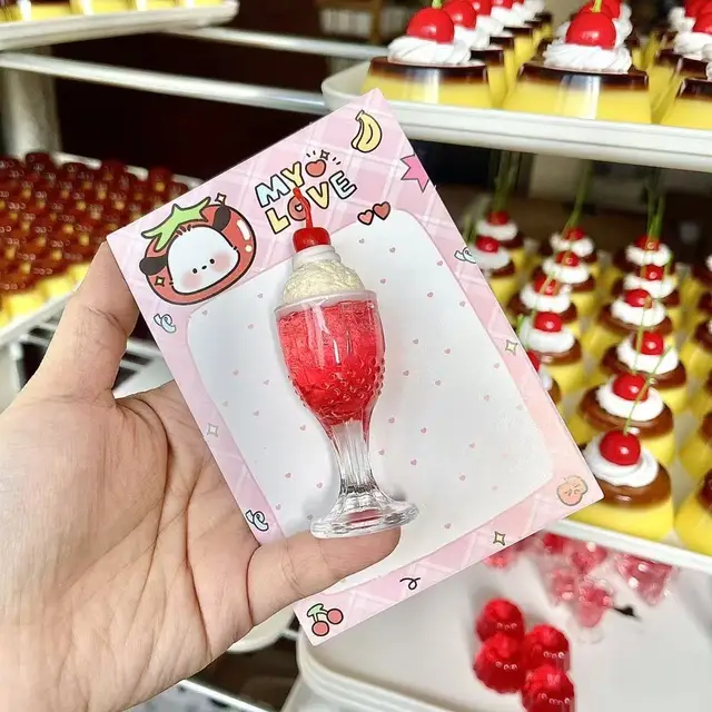 Cream soda fruit jelly pudding key chain pendant ornament raspberry red three-dimensional high-value cute 2D 5