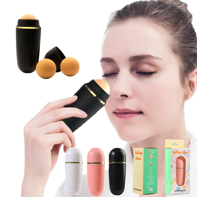

Oil Absorbing Roller Portable Boxed Face Natural Volcanic Stone Oil Control Lasting Rolling Matte Makeup for Face Clean Tool