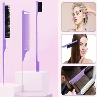 6-Piece Hair Styling Comb Set, with Continuous Spray Bottle, 200ml Brush, Rat Tail Comb, Edge Control Hairbrush for Backcombing, Detangling, Braiding, Smoothing Hair for Women (Pink) 4