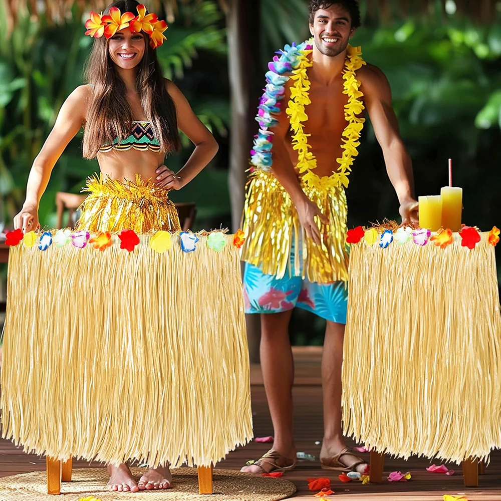 Tropical Hawaiian Luau Grass Table Skirt – Perfect Beach & Party Decor